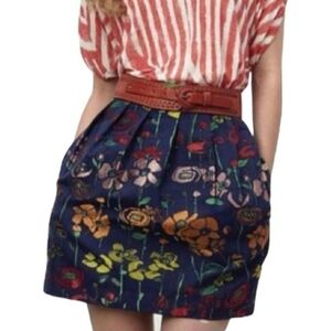 Anthropologie Blue Floral Mini Skirt
